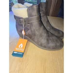Sporto Boots Womens 7 1/2 Ankle Bootie Side Zip Casual Wedge